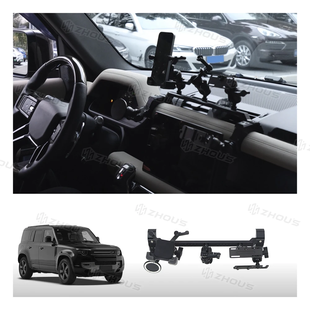 Acessórios Externos e Internos para Carros Zhous Design, Suporte para Telefone no Painel do Carro para Land Rover New Defender 110