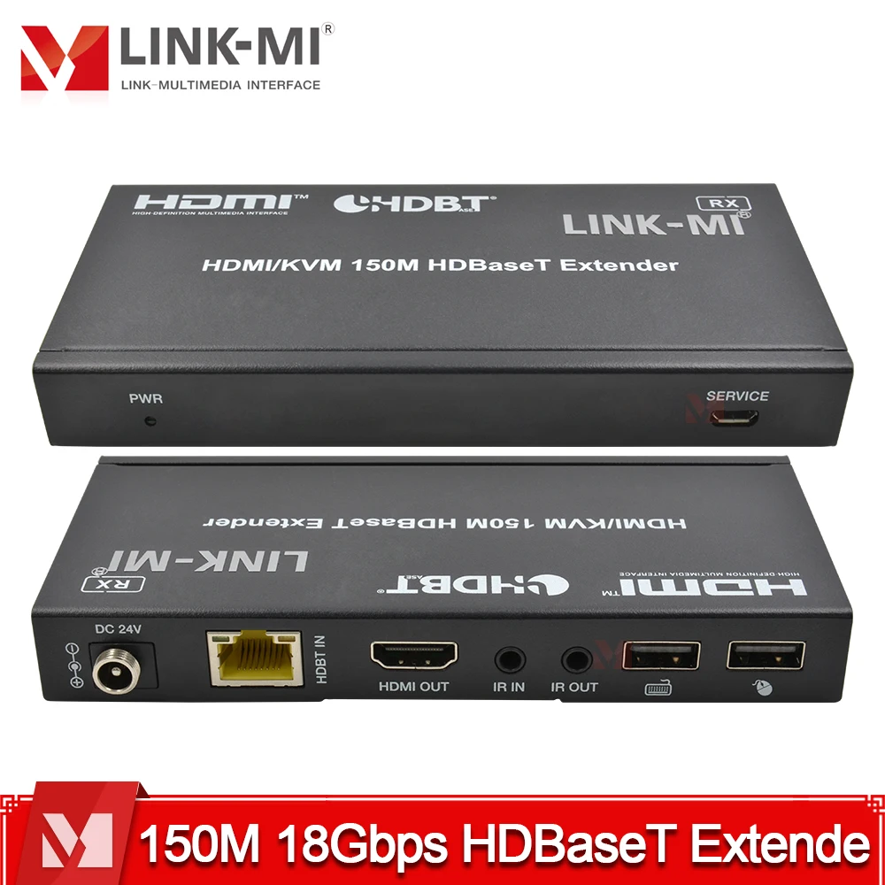 Удлинитель HDMI 4K при 60 Гц, 150 м/492 фута, 18 Гбит/с, USB KVM IR PoC HDCP2.2 Over Single CAT6, для коммерческого использования