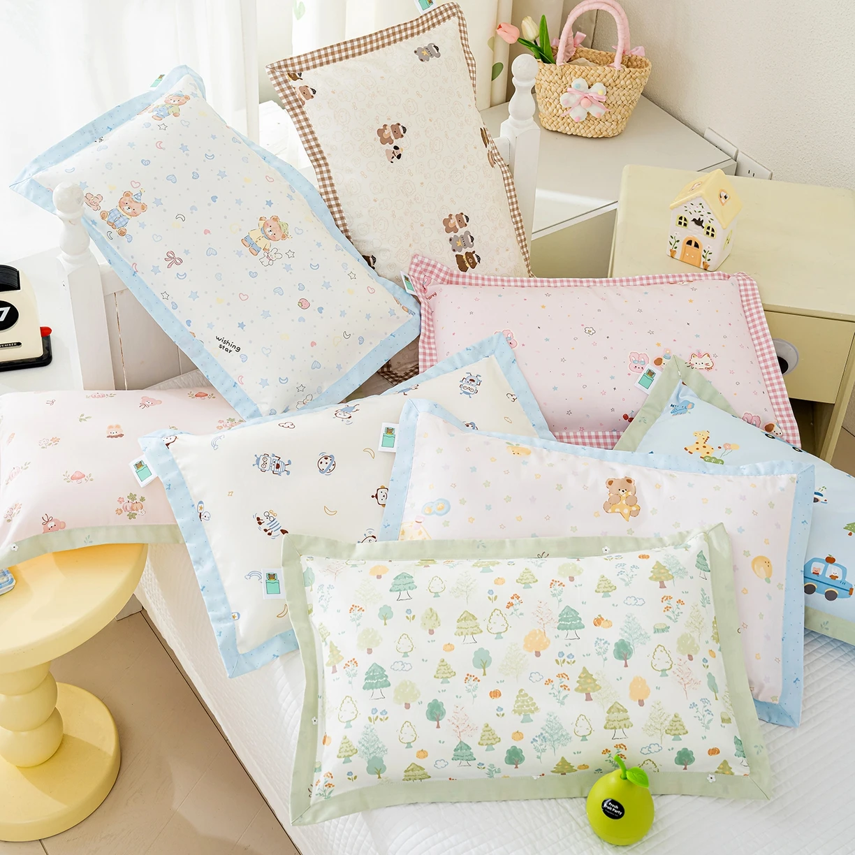 1Pc 300 TC Cotton Sateen Floral Printed Euro Size Pillowcase 40x60 cm,Pillowcover With Envelope Closure,Without Core