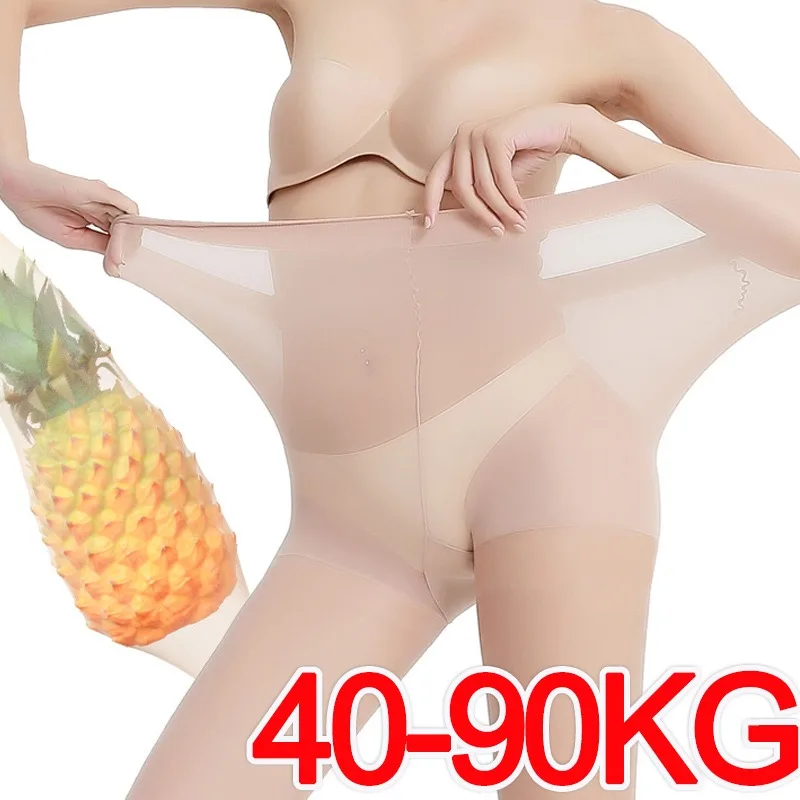 Ananas Anti-graffio calza donna estate invisibile Legging traspirante Plus Size collant calzini lunghi Nylon collant a vita alta