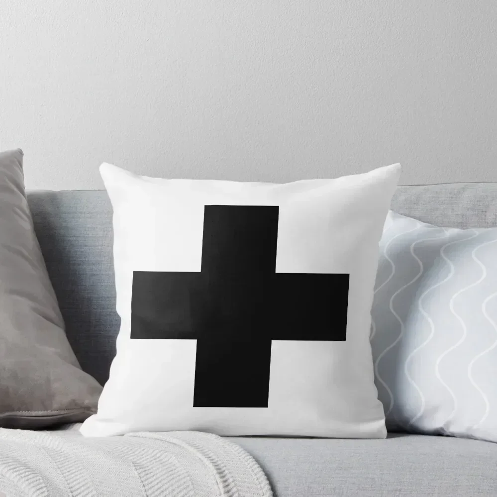 Swiss cross in black Throw Pillow Christmas Pillowcase christmas supplies pillow