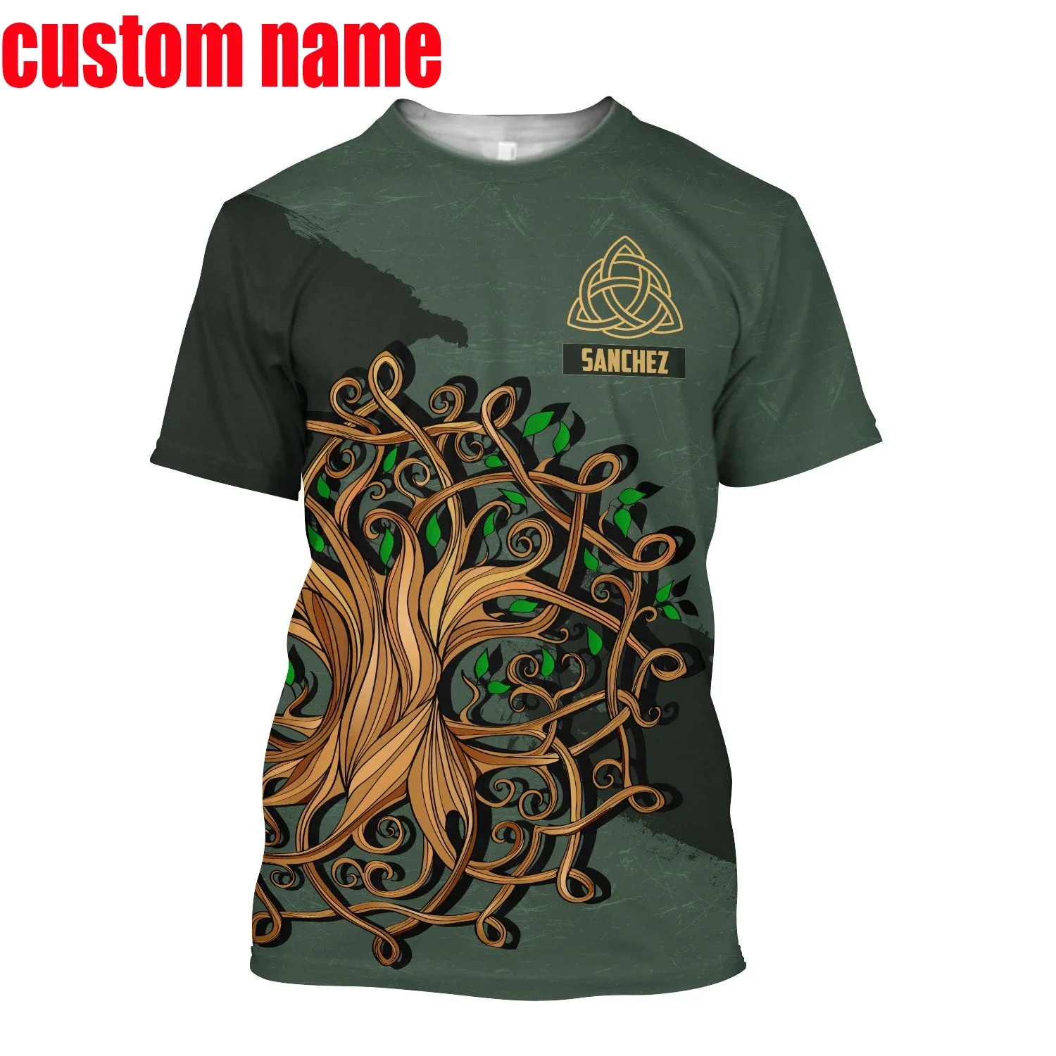 2023 Summer New Printed Irish Celtic Men\'s and Women\'s T-shirt, Custom Name Short Sleeve Unisex Shirt, Harajuku Large Casual Sty