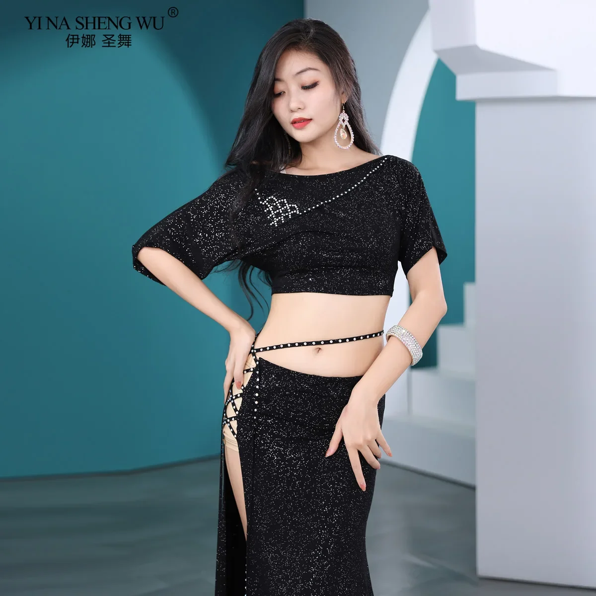 Buikdanspak Sexy lange rokkleding Vrouwelijke buikdanstrainingspak Elegante oosterse lange rok Prestatiekledingset
