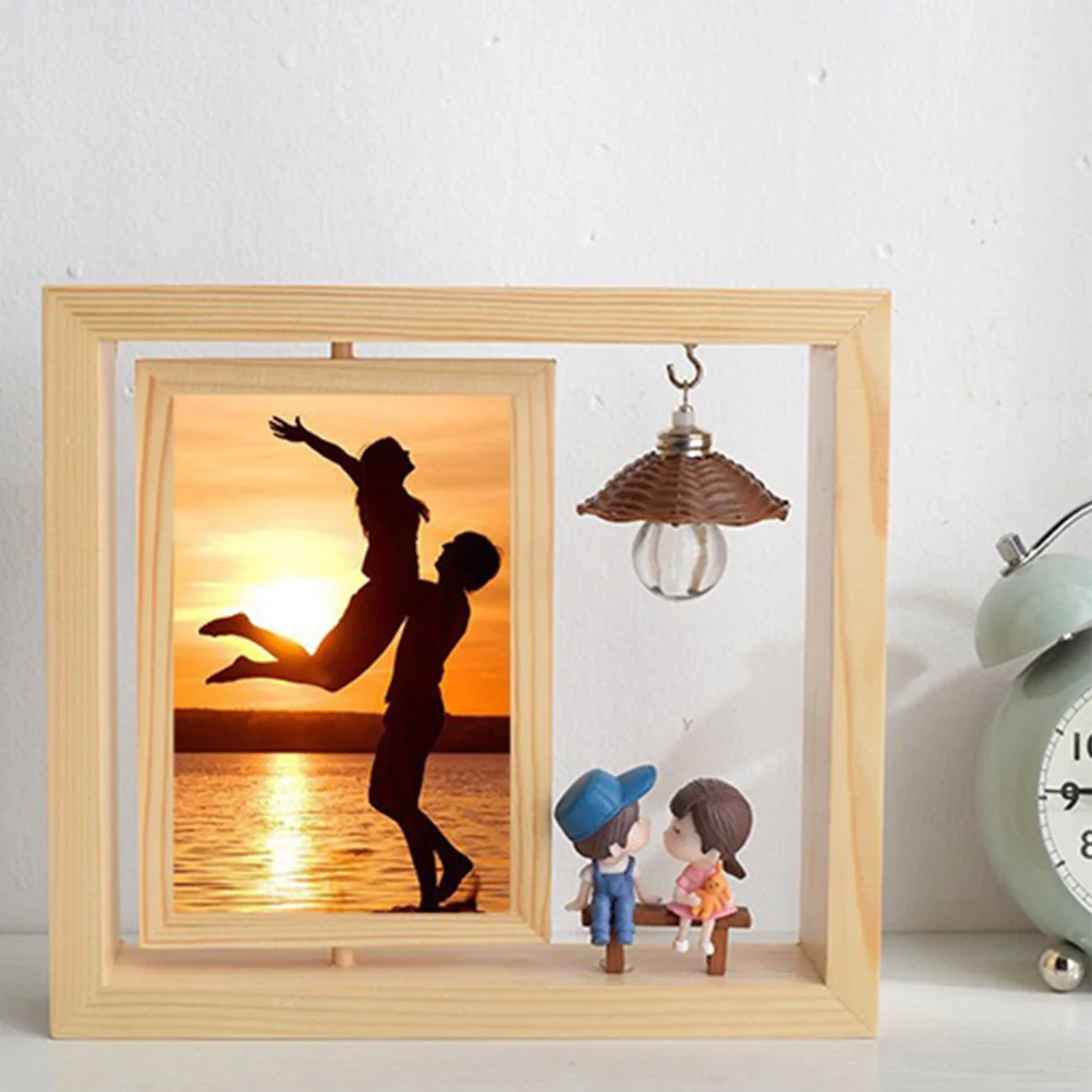 

Creative Double-Sided Rotary Picture Frame Fashion Couple Design Tabletop Photo Frame Decor for Living Room Bedroom