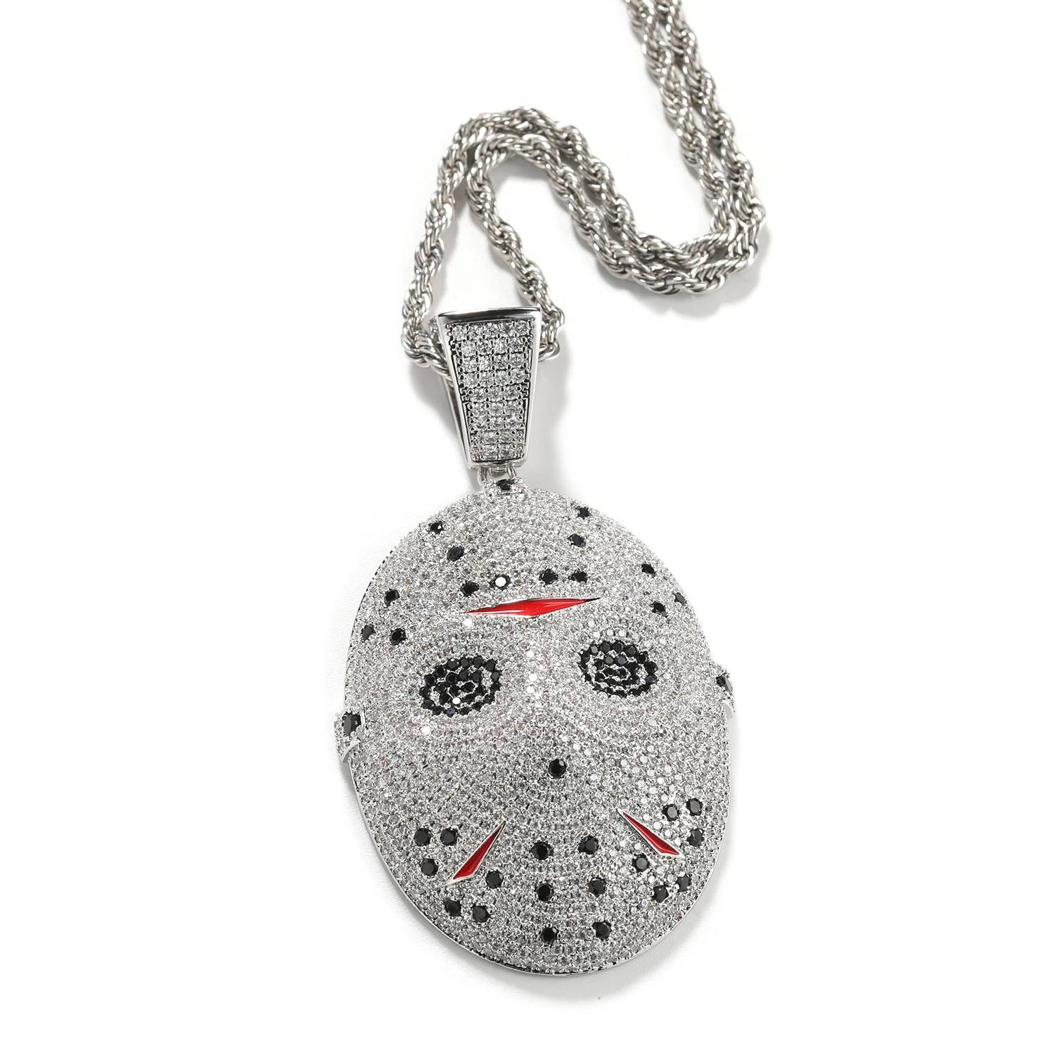 Uwin Iced Jason Mask Pendant Paved Cubic Zirconia horror Halloween Excellent Fabulous Pendant Necklace Hiphop Jewelry For Gift