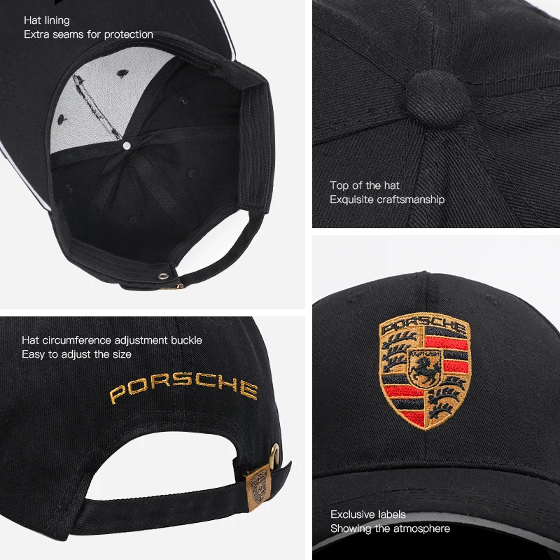 Casquette de baseball brodée avec logo de voiture Porsche, chapeaux décontractés réglables, Snapback, Porsche Taycan Panamera 918, Boxster Cayman