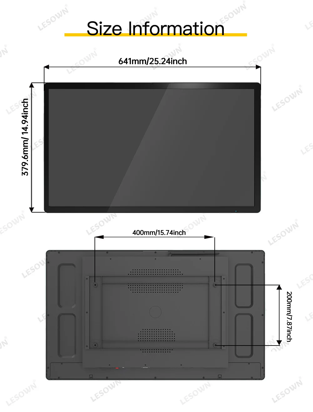 LESOWN 27-calowy wyświetlacz komputerowy VGA HDMI USB ekran dotykowy 1920x1080 ekran LCD 16:9 VESA100 monitor przemysłowy do komputera z systemem