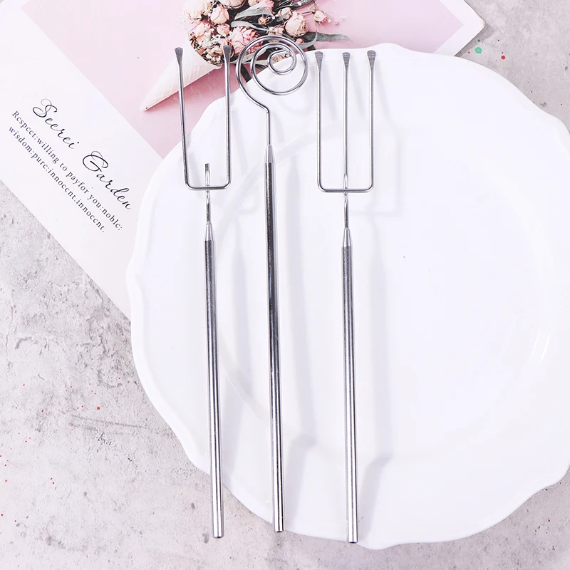 Stainless Steel Candy Dipping Fork Irregular Shaped Cheese Fondue Culinary Decorating Fork Long Handle Chocolate Dipping Tool..