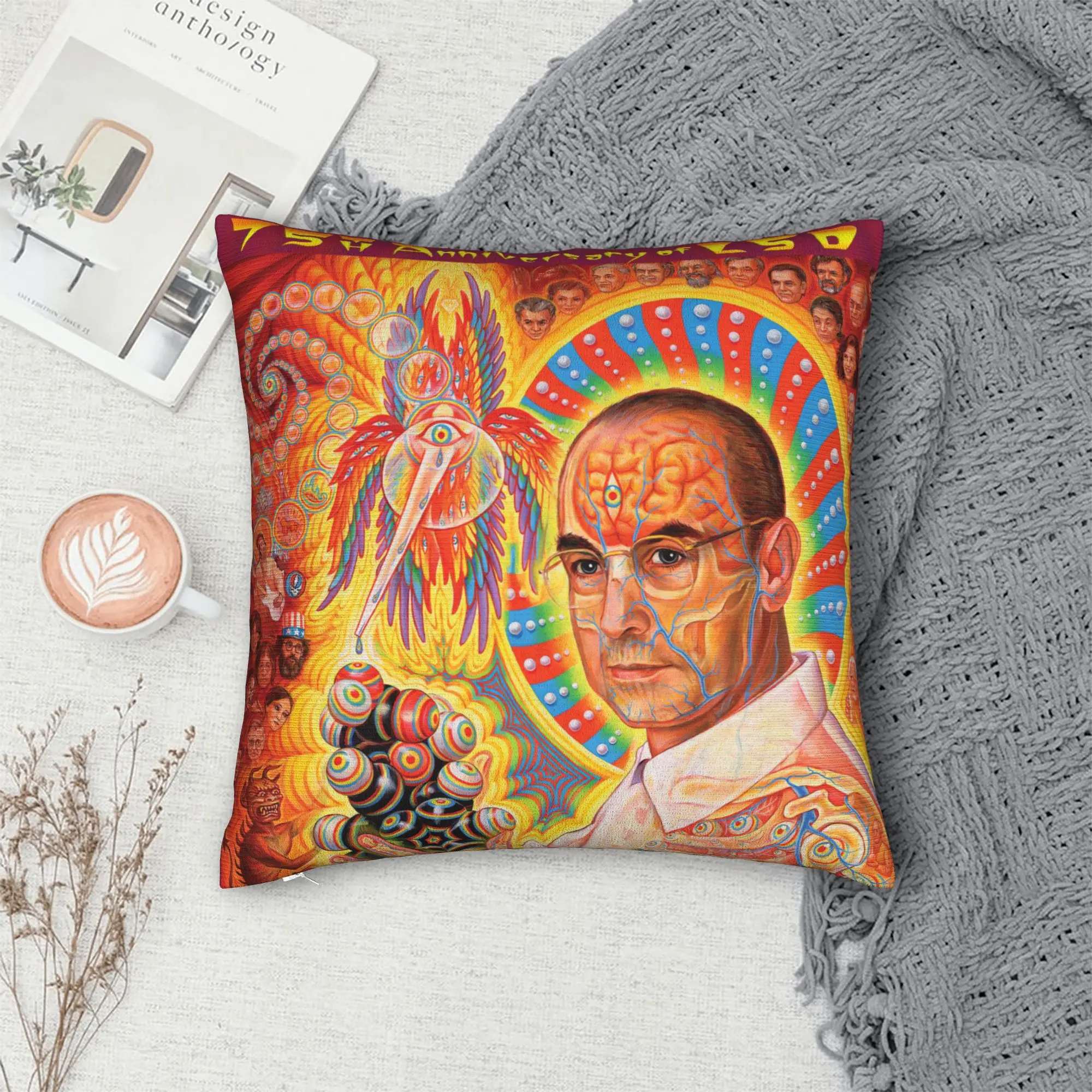 Albert Hoffman 1943 Blotter Pillow Case  Comfy Pillow Cover Retro Trendy Pillowcases For Chair Sofa Home Decor