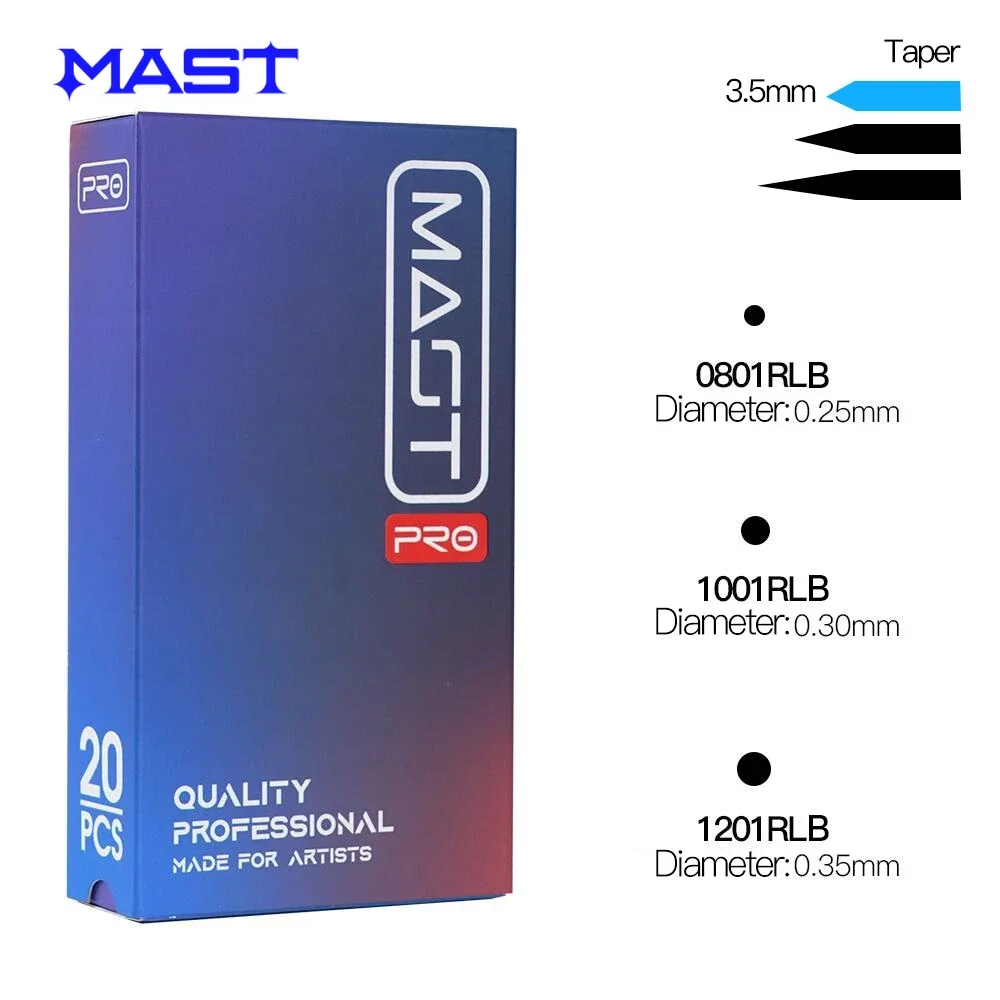

3.5mm Taper Pro 20pcs 1RLB 3RLB 08/10/12 Tattoo Cartridge Needle Makeup Permanent Round Liner 0.35/0.30/0.25mm