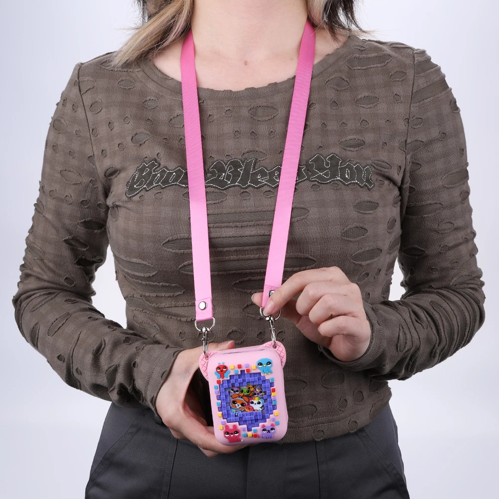 حافظة من السيليكون مطبوعة على شكل حيوانات ثلاثية الأبعاد حافظة جلدية واقية مضادة للصدمات حقيبة سفر مضادة للسقوط للحيوانات الأليفة الإلكترونية الافتراضية من Bitzee #2