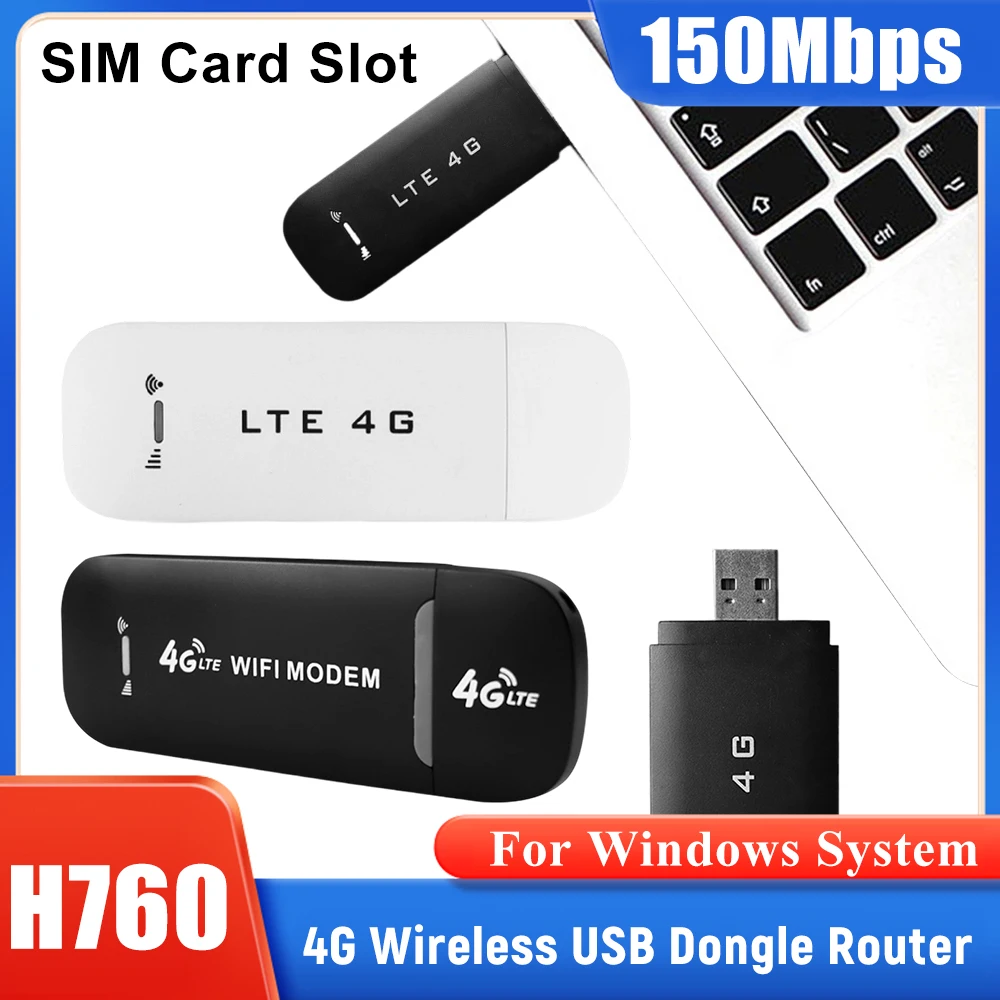 

H760 4G Wireless USB Dongle 150Mbps High Speed Mobile WiFi Adapter Portable Wi-Fi Router With SIM Card Slot For Windows System