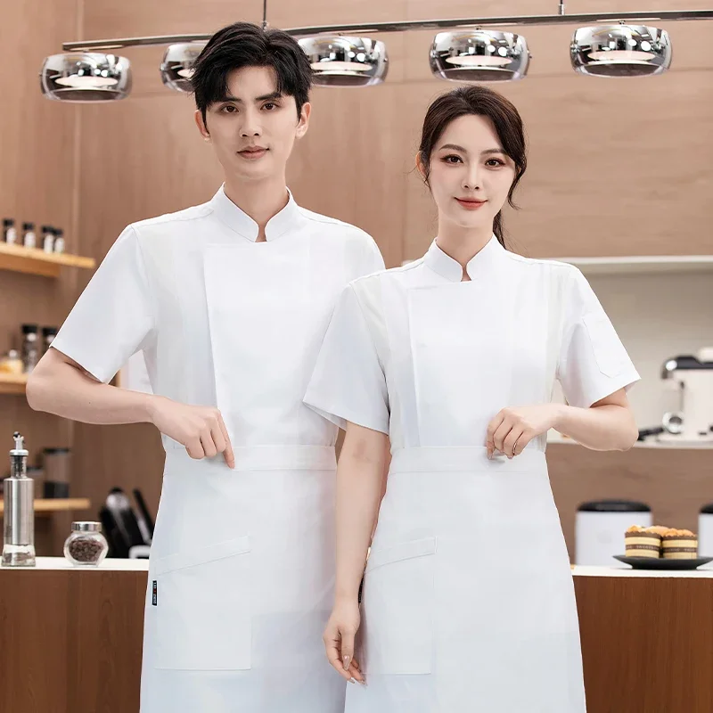 Summer Chef Costume Restaurant Uniform Kitchen Cook Jacket Catering Cooking Shirt Barber Bakery Cafe Waiter/Waitress Overalls