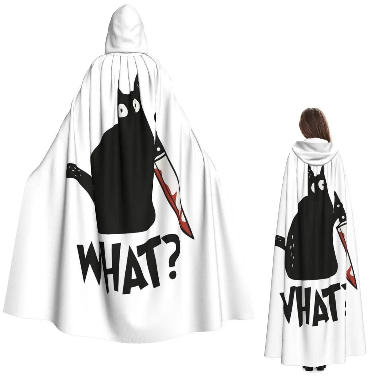 

Кошка, яка убийца, черный кот с ножом, длинный плащ с капюшоном, ведьма, средневековый костюм, накидка для косплея, Хэллоуин, вампир, для взрослых, унисекс