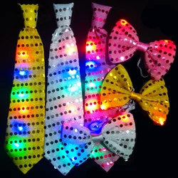 1pcs LED Bowtie Flashing Sequin Bow Ties Necktie Glowing Tie LED Bow Tie Necktie Club Bar Xmas Party Men Tie Wedding Bowknot