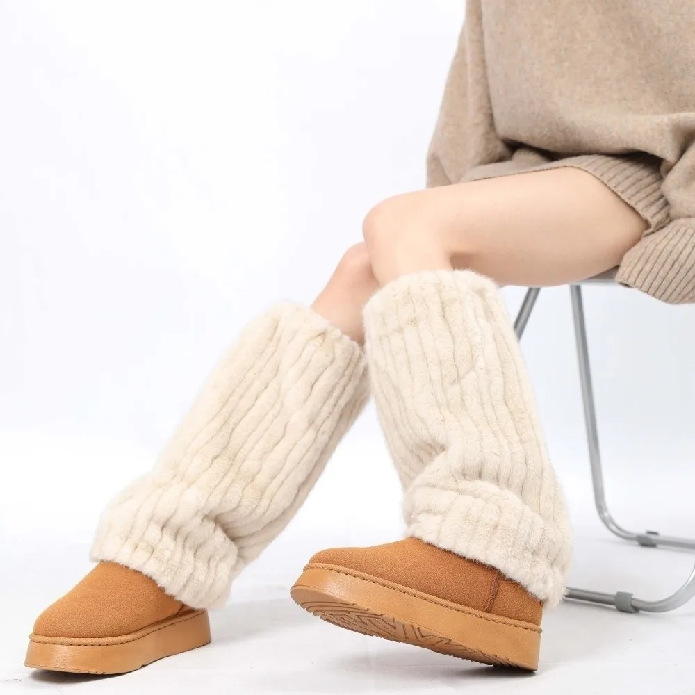 Foot Cover Faux Fur Furry Leg Warmers 25/40/50cm Japanese Style Long Tube Sock Thickened Y2K Lolita Boots Cover Spicy Girls