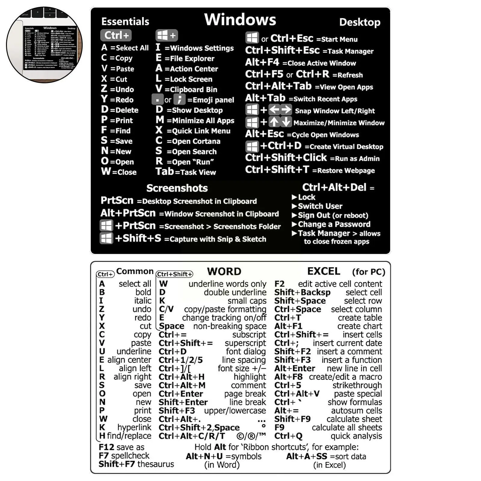 1pcs Windows Reference Keyboard Shortcut Sticker Adhesive For Windows PC Laptop Desktop For Macbook Shortcut I8T9