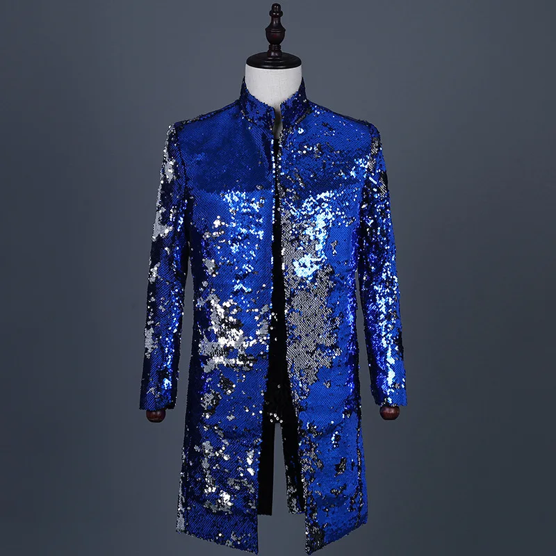 Fashion Velvet Sequin Men Suit Coat Evening Banquet Shiny Slim Fit Jacket 1 Piece Stage Performance Stylish Classic Costumes