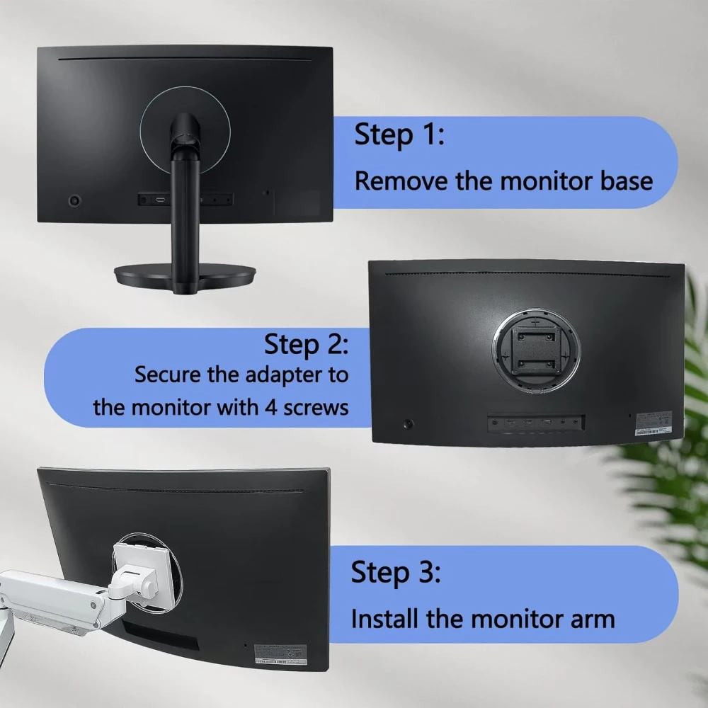 Compatible con Samsung Adaptador VESA de montaje en pared CFG70 24" 27" Soporte de montaje de brazo de monitor 75X75 mm LC24FG70FQNXZA LC27FG70FQNX