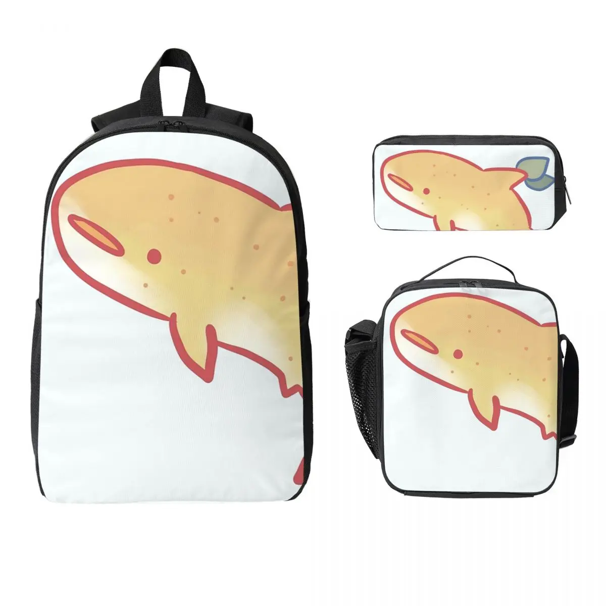Lemon Shark Backpack Student BookBag School Bag Computer Shoulder Bags 3ps Insulated Lunch Bag Pencil Case