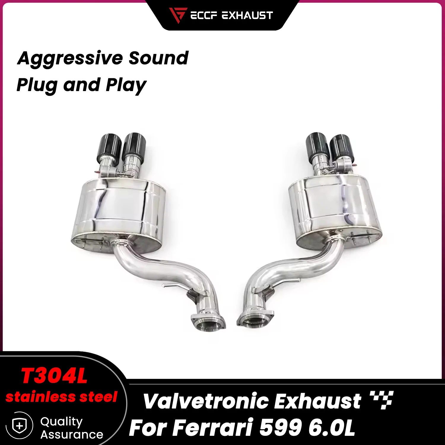 

Pneumatic Valve Stainless Steel Catback Exhaust for Ferrari 599 6.0L Freely Adjustable Sound Control Easy Installation