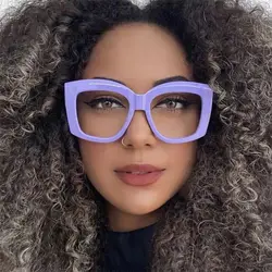 2024 Fashion New Versatile Concave Style Trendy Women's Flat Mirror Square Wide Leg Retro Casual Eyeglass Frame