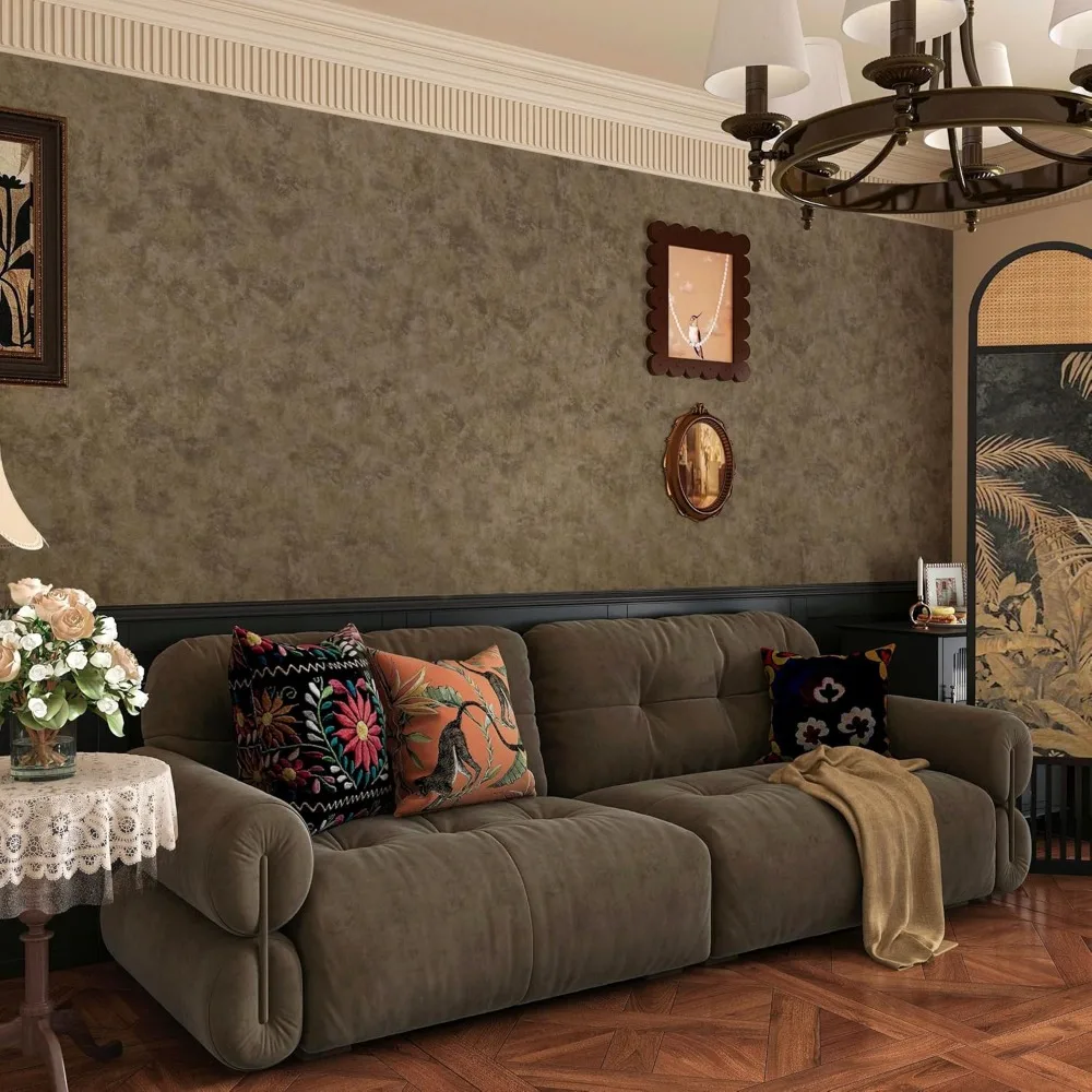 ورق جدران مزخرف خرساني حديث لمنتصف القرن قابل للتقشير واللصق مقاس 48 × 354 ديكور حائط صناعي من النحاس الذهبي والبني #6