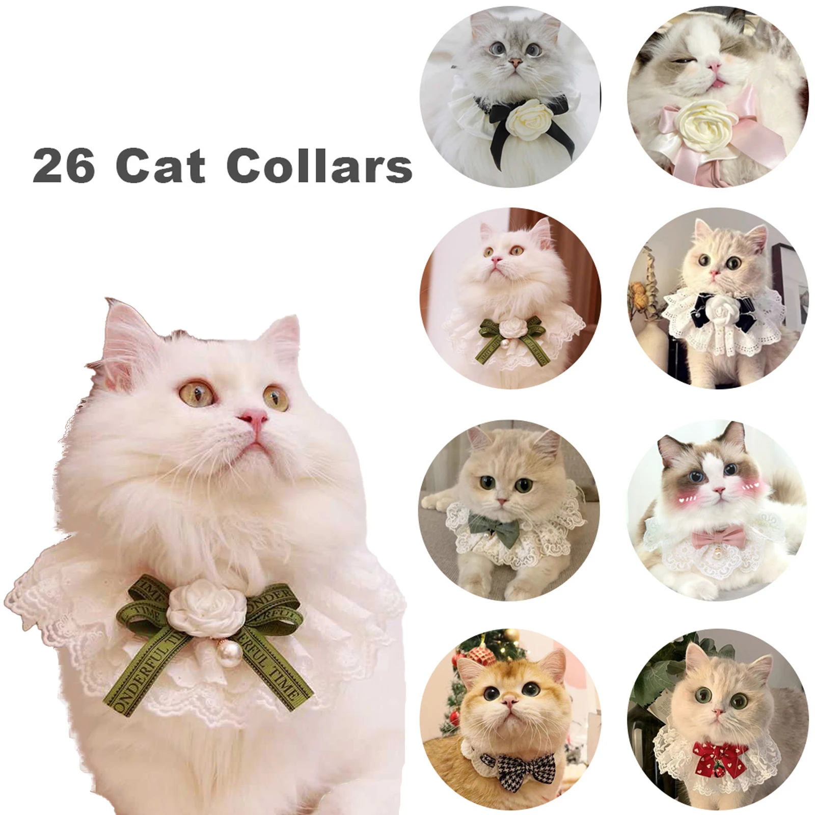 

Elegant Pearl Cat Dog Collar Jewelled with Silk Ribbon Scarf Pendant Pet Bowtie Necklace for Puppy Kitten Bow Accessories Bowtie