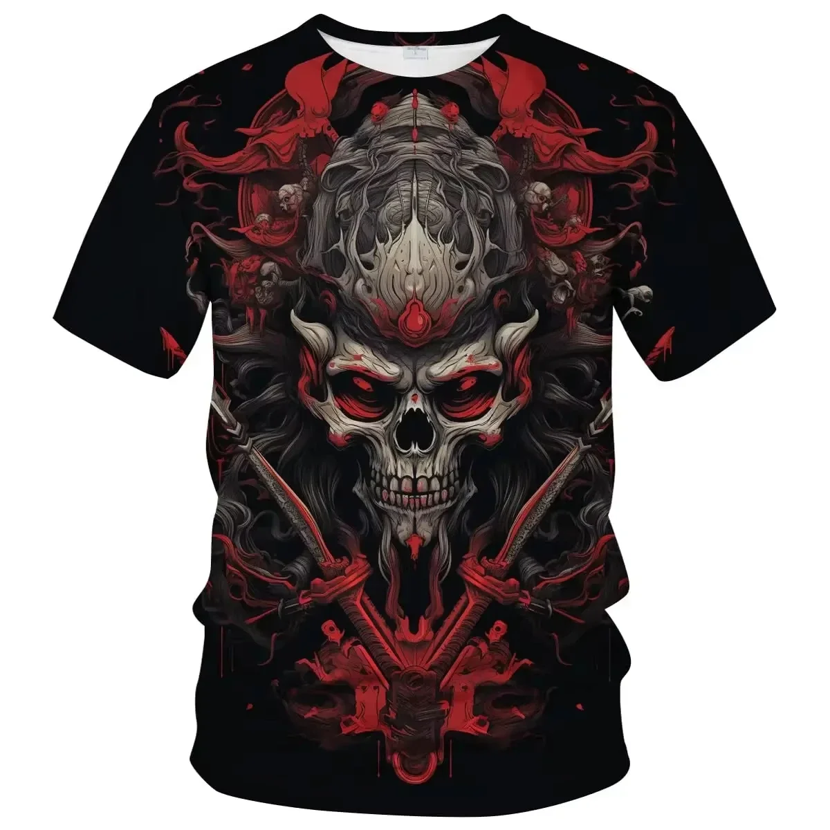 New 3D Printed T Shirt Men's Summer Vintage Skull Print Tops Devil Short Sleeve Fashion O Neck Street Men's Oversized T Shirts