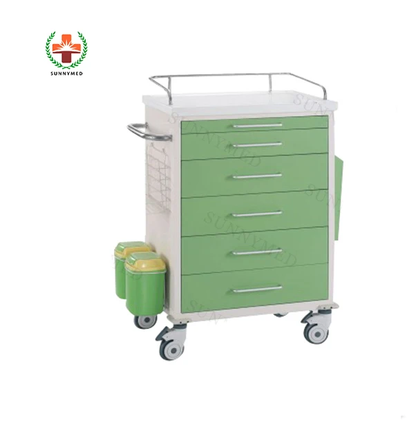 Hospital Medical emergency Trolley With silent brake wheels ABS  Operating room anaesthetic trolly Multifunctional medical cart