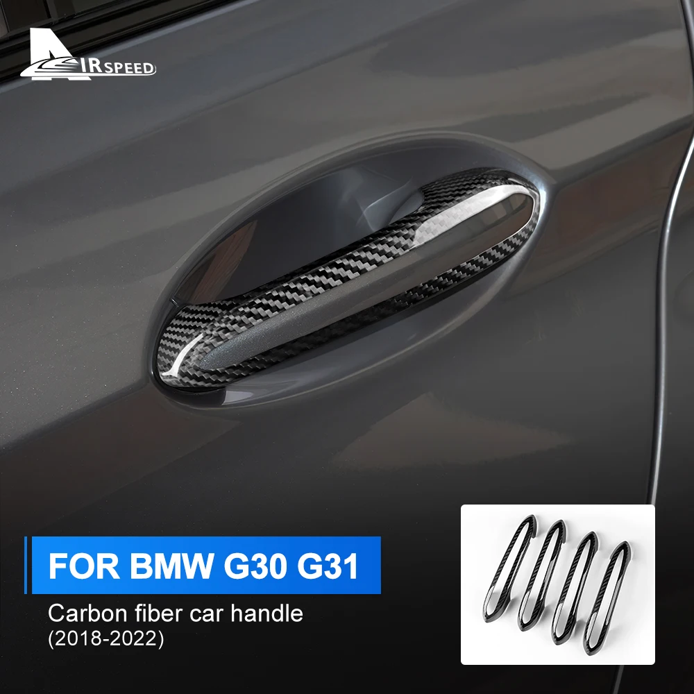 

KUNGKIC 4pcs Exterior For BMW 5 Series G30 G31 2018-2022 Dry Carbon Fiber Car Side Body Door Handle Cover Trim Car Styling