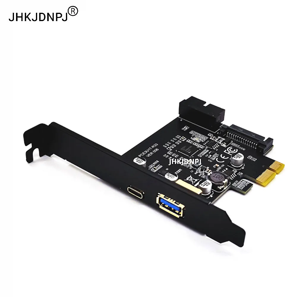 5Gbps USB 3.2 Type-A +Type-C Connector to PCI Express PCI-E 1X Adapter Controller Card With 19PIN Socket