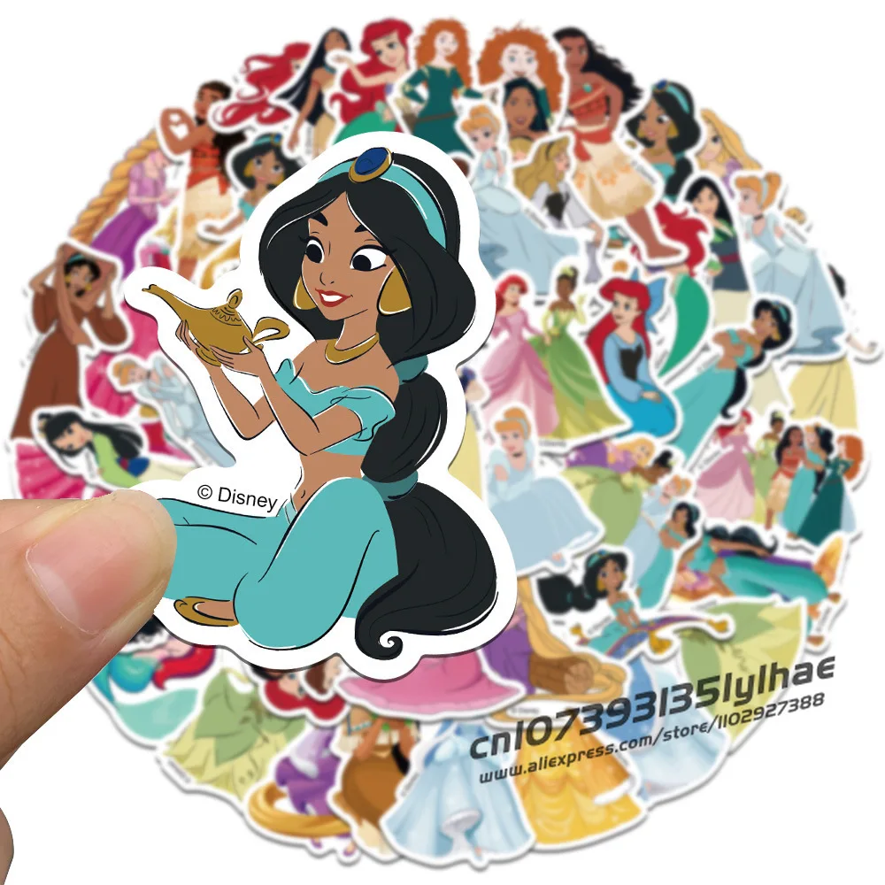 50pc Disney Princess Stickers for Pokemon Hello Kitty Doraemon Frozen Anime Sticker Pack for Cars Bags Pegatinas Adesivo S10004