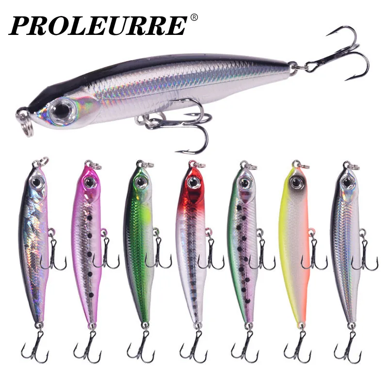 1 Pcs Vibrating Sinking Pencil​ Fishing Lures 6.3cm 6g Wobbles Plastic Artificial Hard Bait With 10# Hook​ for Bass Pike Tackle​