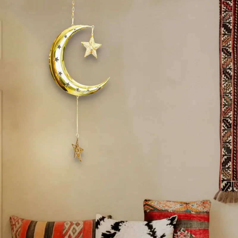 

Ramadan Decoratie Metal Moon Star Pendants Eid Mubarak Wall Hanging Decorations Islamic Muslim Party Kareem Ramadan Gifts 2025