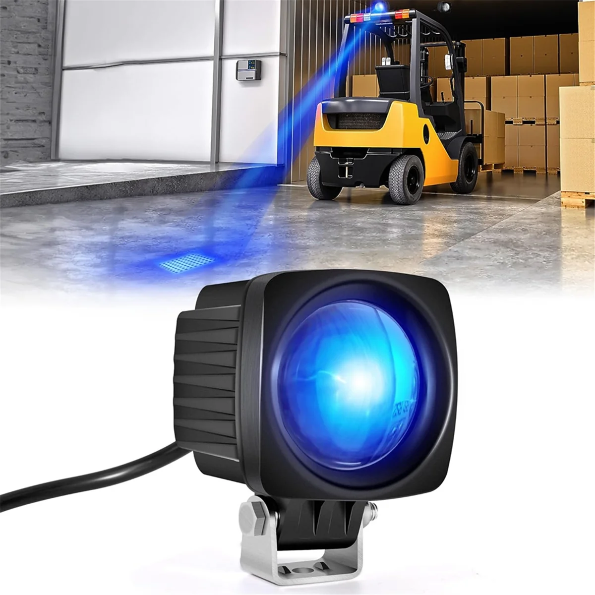 Square LED Forklift Safety Lights Blue DC 10-80V Forklift Backup Lights 3W Warehouse Pedestrian Warning Spotlight