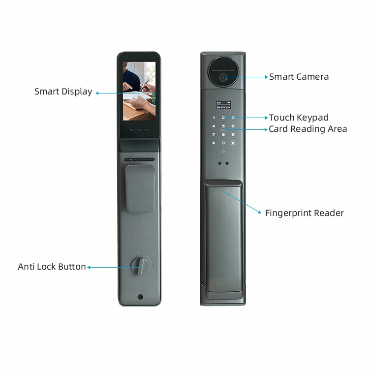 2024 New High quality 3D Face Recognition Unlock Intercom Function Tuya WIFI Mortise Smart Lock With Camera