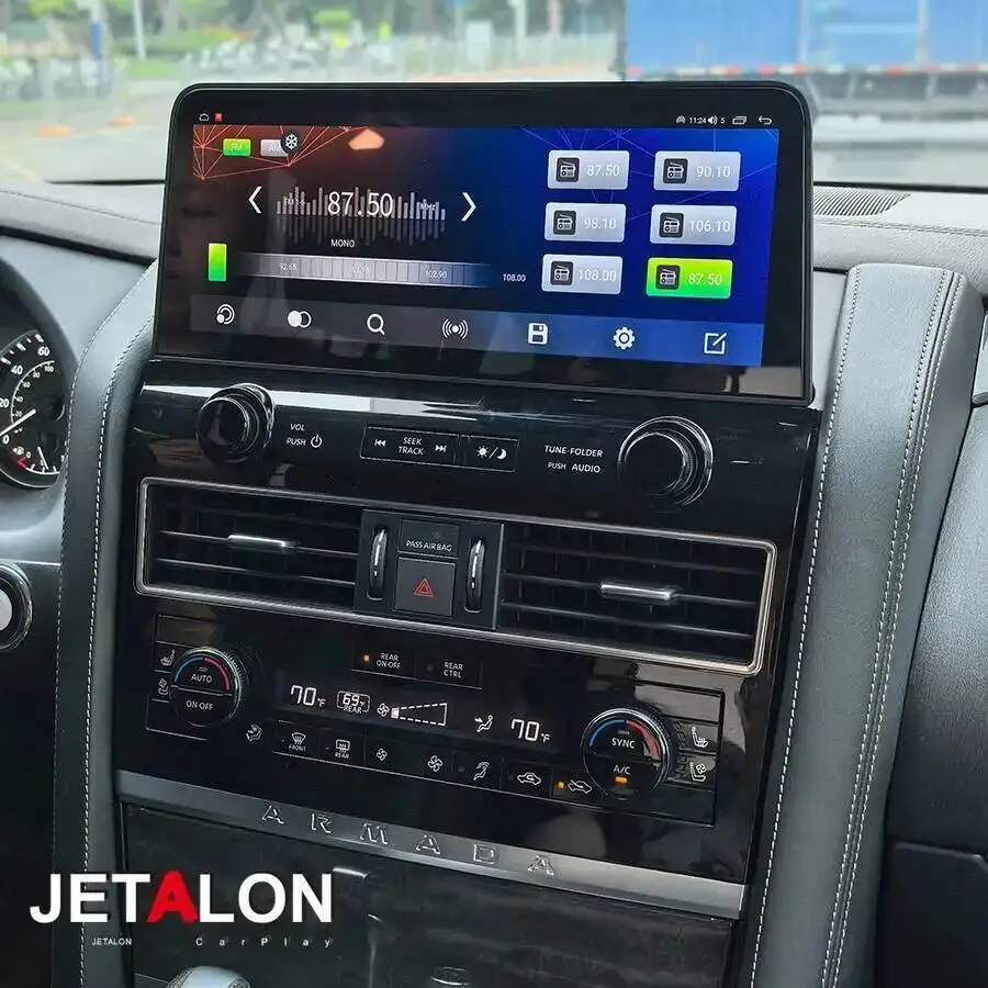 12.3inch GPS Car Radio With Android 14 Screen Multimedia HU For Nissan Patrol Y62 Amada For Infiniti QX80 QX56 2021-2024 Stereo