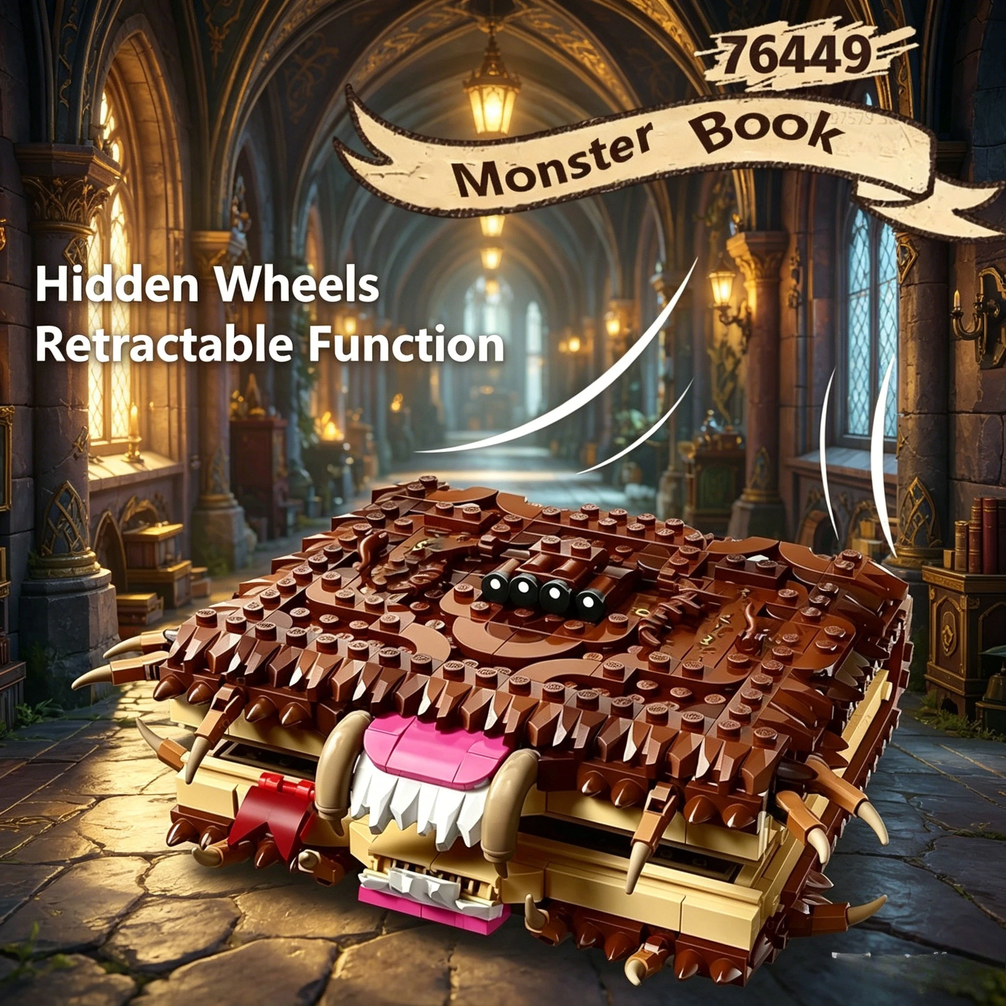 Model Kit Harry Potter - ตัวต่อ 518 ชิ้น ชุดหนังสือมอนสเตอร์วิเศษ พร้อมฟิกเกอร์ ของเล่นตัวต่อประกอบ