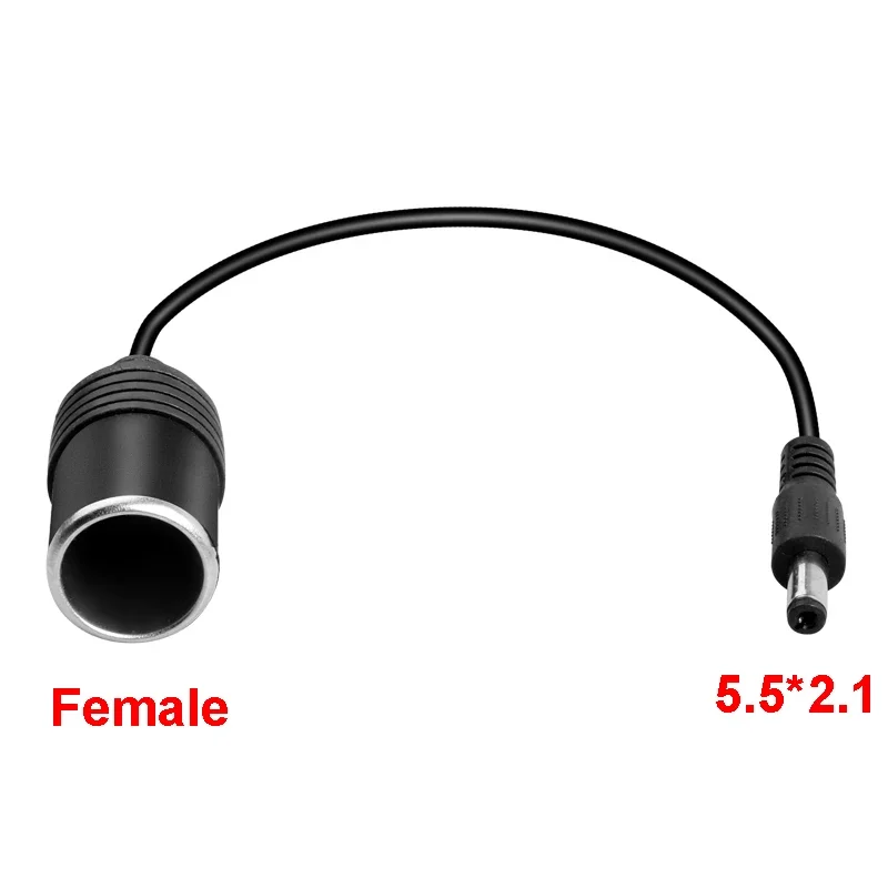 1PCS 20CM DC 12V 24V 5A Amper Male Car Cigarette Lighter Socket Plug Connector Power Charger Cable Adapter DC 5.5mm * 2.1mm