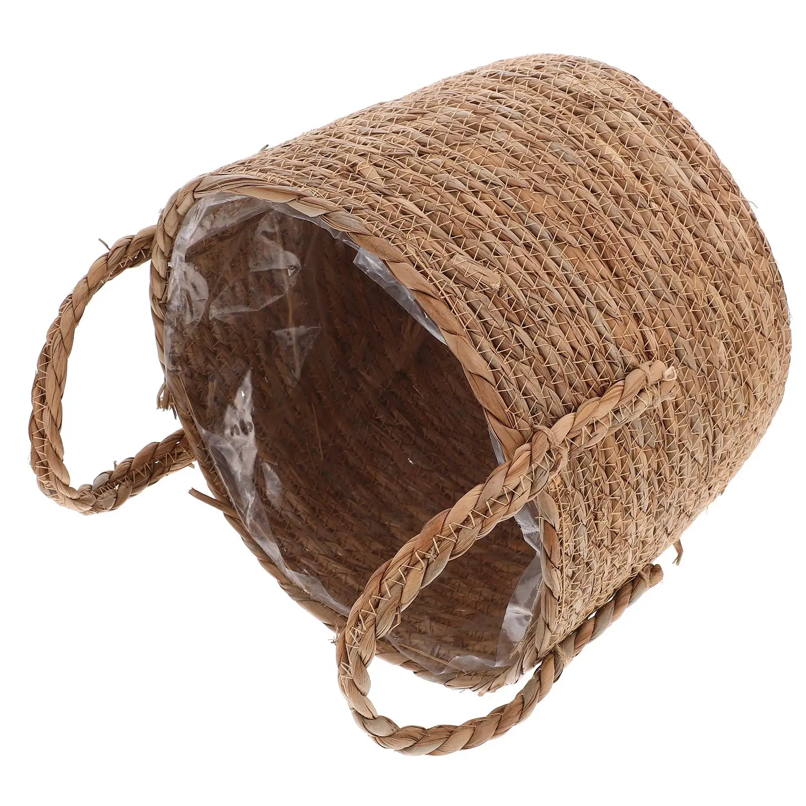 

Woven Flower Pot 25CM Retro Planter Storage Basket Indoor Decor Plant Vase Straw Flowerpot Accessories