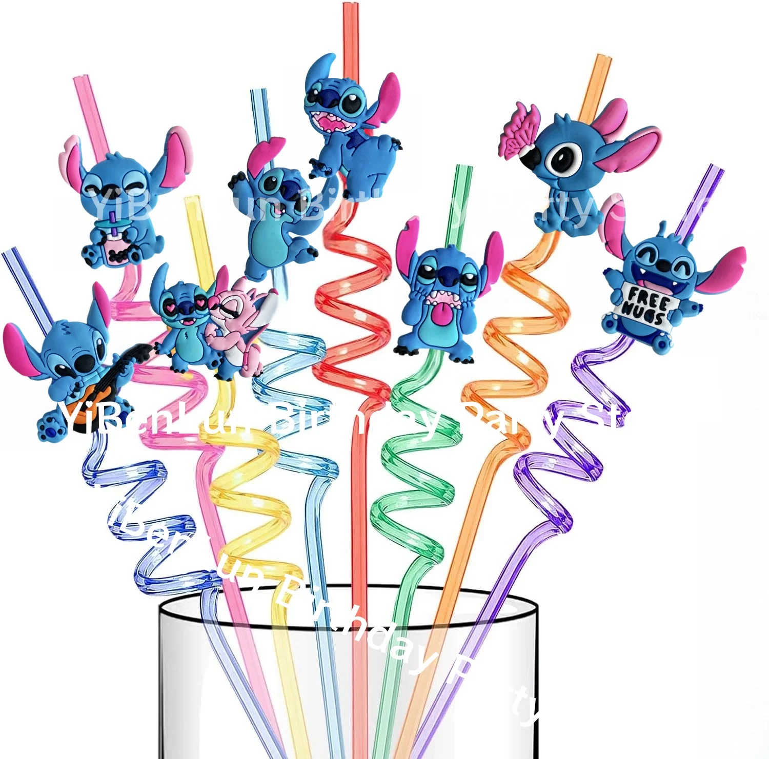 8/16Pcs Disney Stitch Straw Birthday party Decoration Stitch Reusable Drink Straw Drinking  Juice Straw Kids Gift Party Supplies