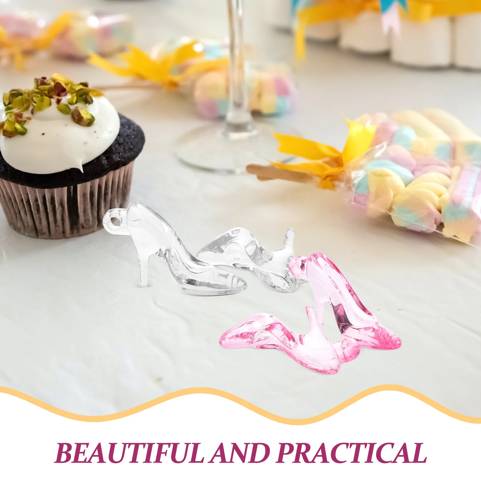 96Pcs Acrylic High Heels Pendants DIY Charms for Jewelry Making Bracelets Necklaces Baby Shower Crafts DIY Charms