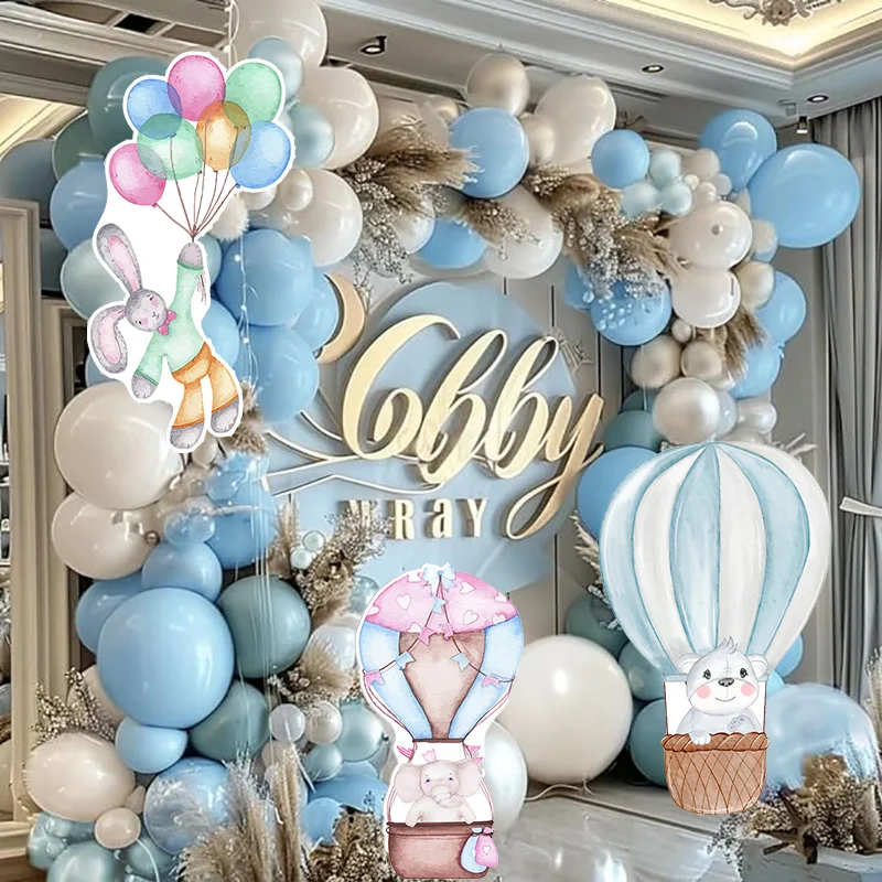 18/24/36inch Hot Air Balloon with Bear Elephant Cutouts Party KT Board Backdrop DIY Decor Baby Shower Birthday Party Backdrop