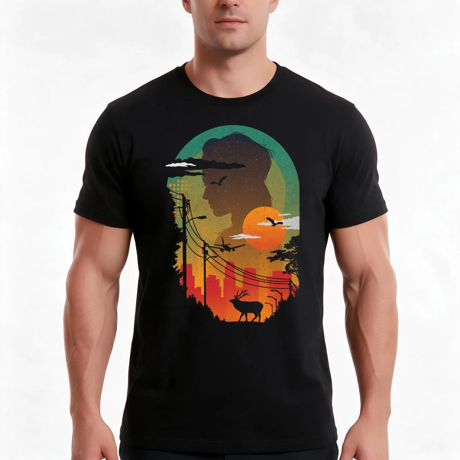 Transitions T-Shirt, Summer Casual Cotton Tee, Oversized Streetwear Tops, Vintage Graphic Print, Loose Fit Short Sleeve