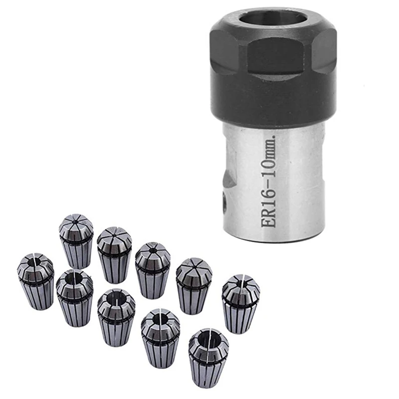 10PCS Spring Collet ER16 Collet Chuck Motor Shaft Extension Rod Spindle Collet Lathe Tools Holder Inner 10MM