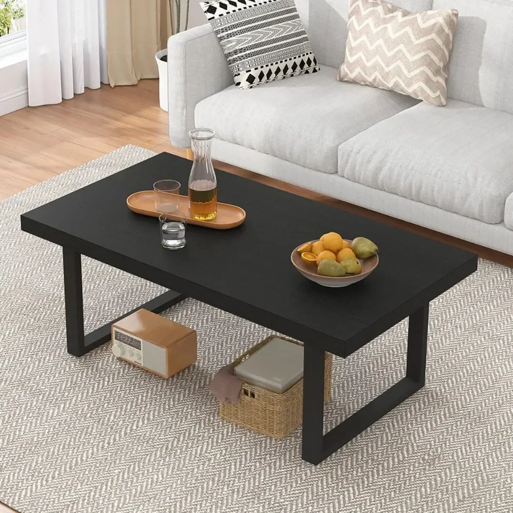 Coffee Table, Minimalist Industrial Wooden Center Table, Modern Simple Rectangle Living Room Table