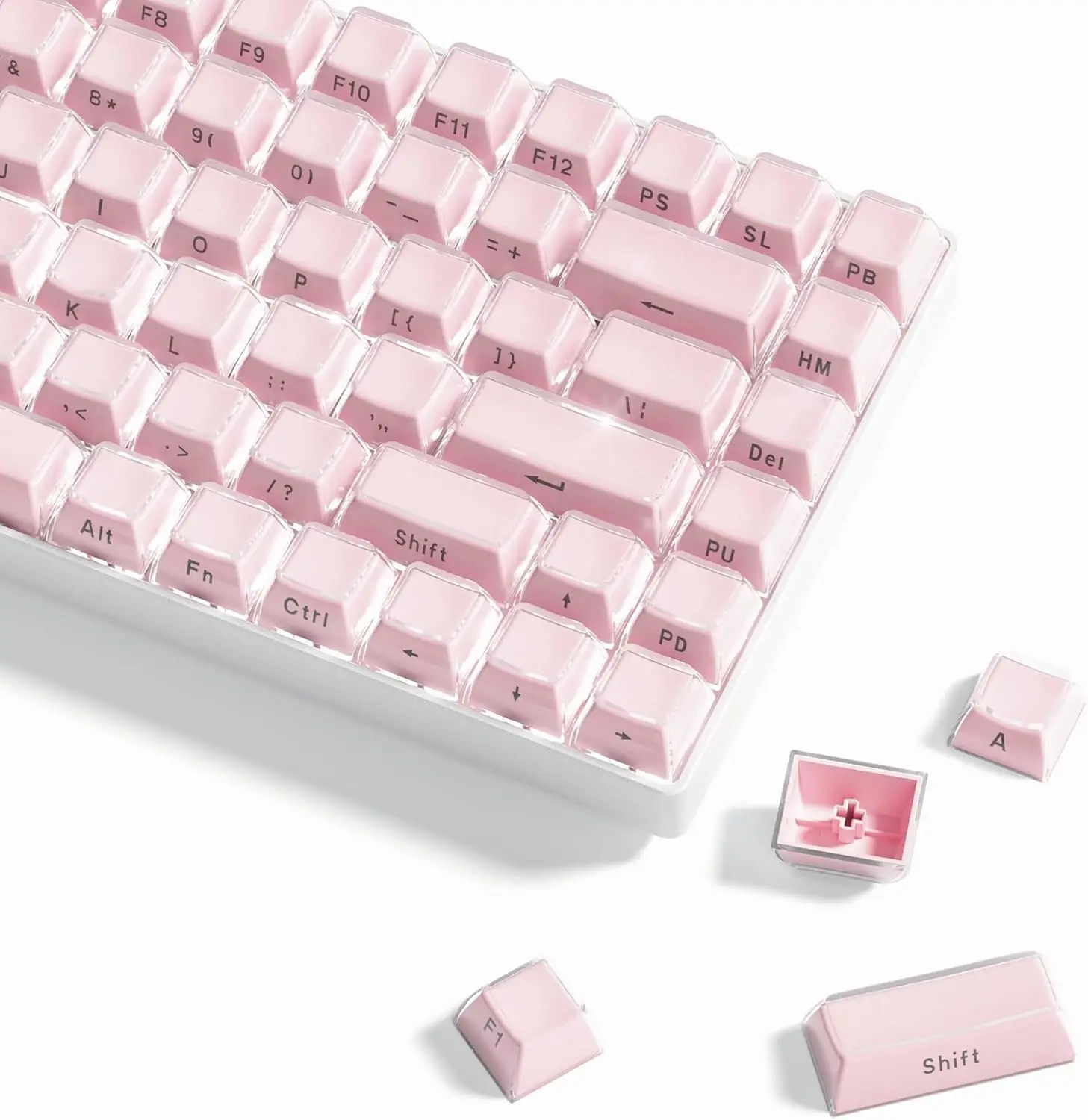 

"Crystal Jelly" series two-color molding PC crystal side engraved 113 keys with ergonomic key cap