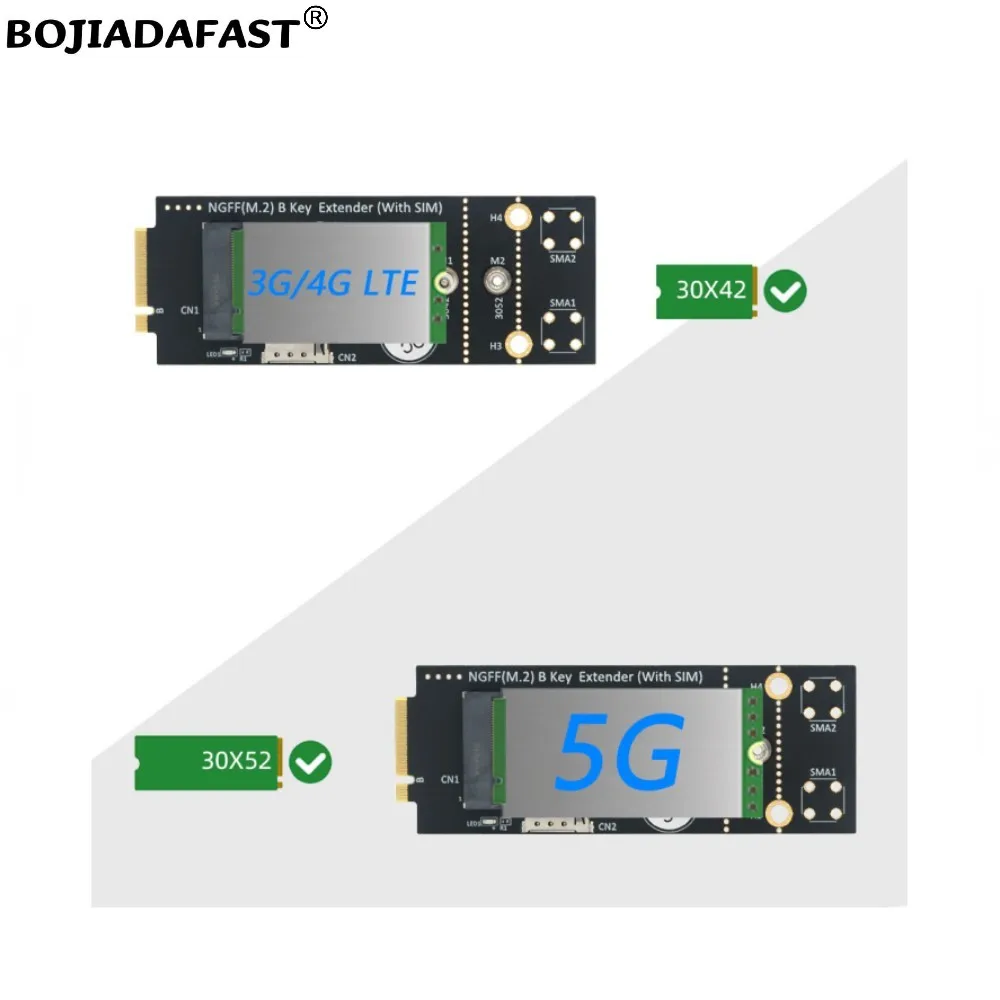 M.2 NGFF Key-B to M2 B-Key Interface Wireless Adapter Card With 1 NANO SIM Slot For 5G 4G 3G LTE WWAN GSM Modem Module