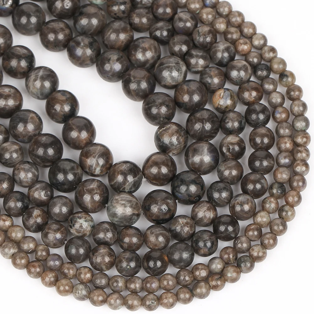 Natursteinperlen, 4–10 mm, Afrika-Spektrolith, runde lose Abstandsperlen für die Schmuckherstellung, DIY-Armbänder, Ohrringe, Zubehör